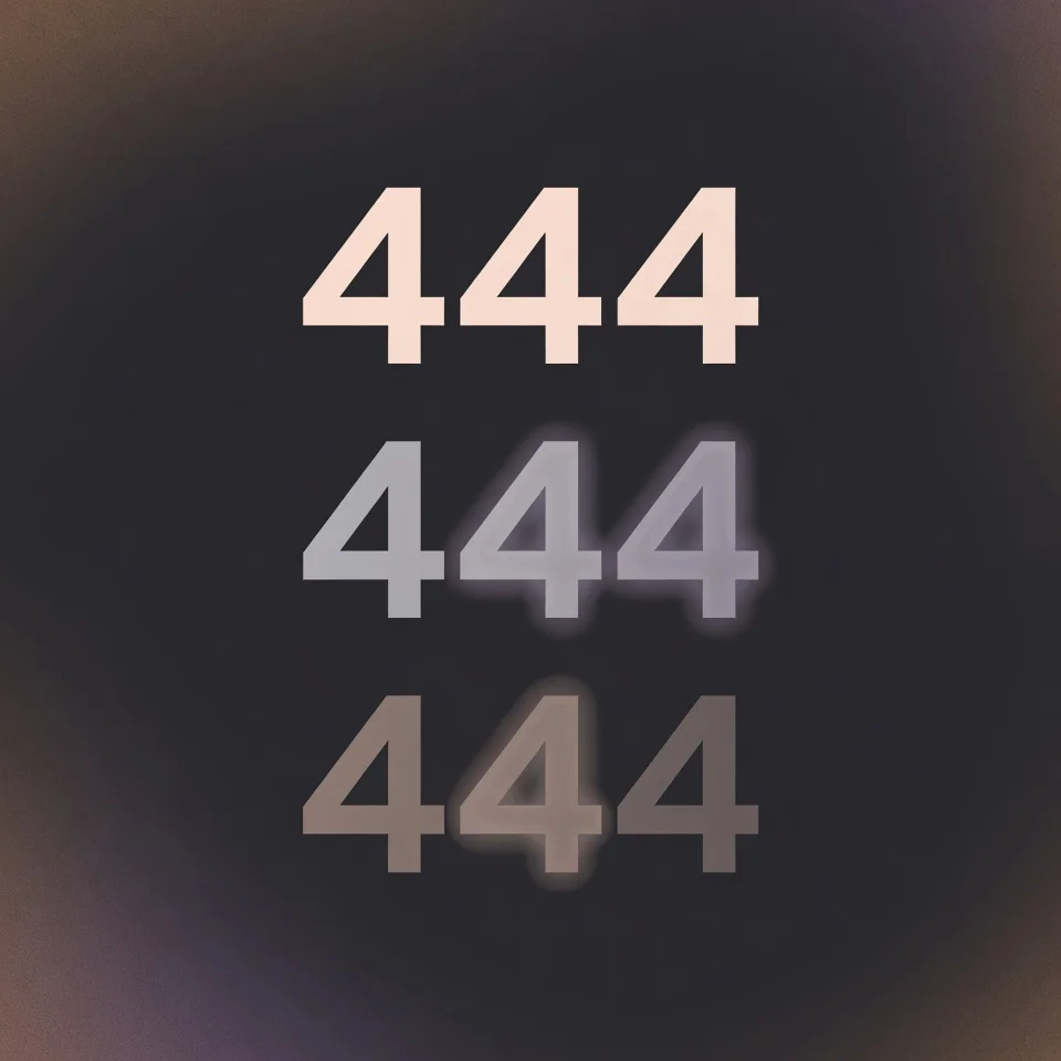 444 rakamı azalan opaklıkta üç kez, modern minimalist tasarım